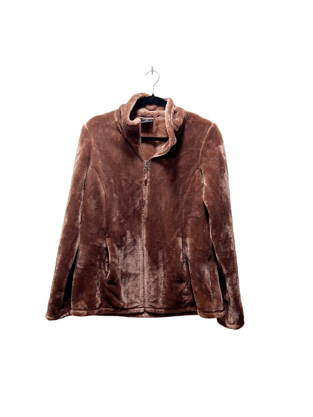 32 Degrees Heat Plush Jacket Red Fleece Zip Up Fuzzy Faux Fur Long Sleeve Sz M